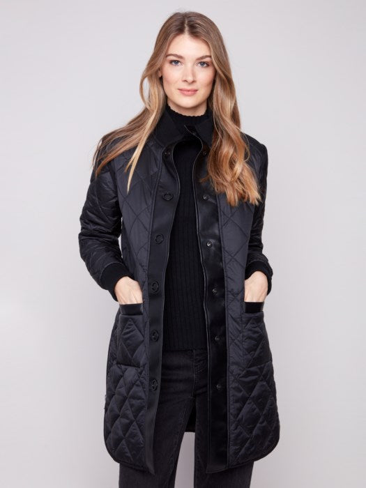 CHARLI B LONG QUILTED REVERSIBLE JACKET
